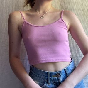 Bubblegum Pink Brandy Melville Rylee Ribbed Tank
